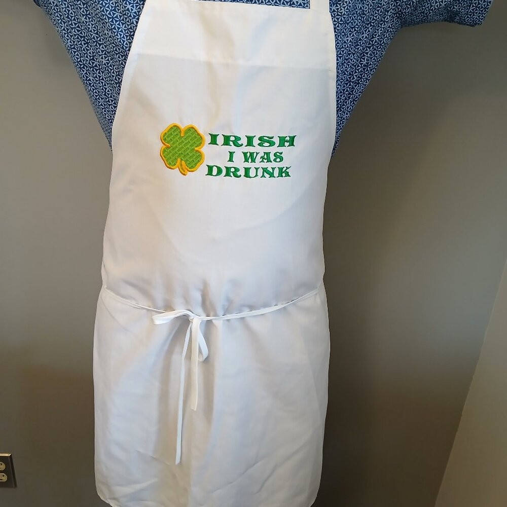 Apron Irish I was drunk embroidered humor apron.